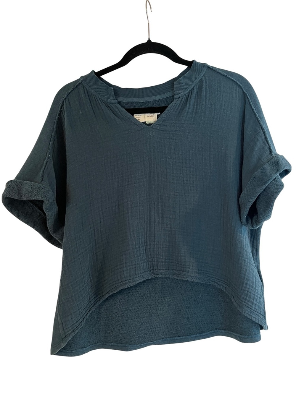 Anthropologie Saturday Sunday Relaxed Gauze Oversized Textured V-Neck Top- XS